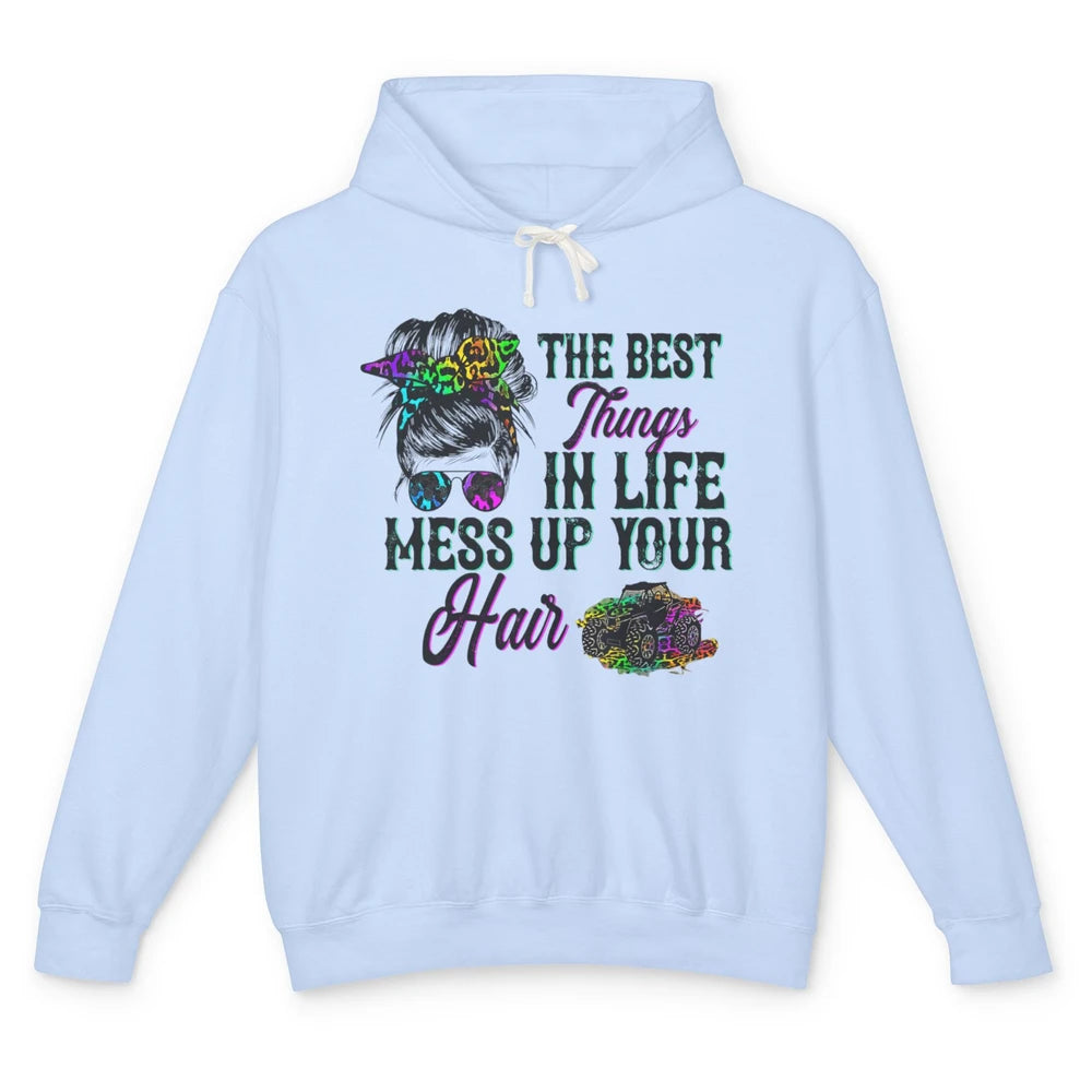 Messy Bun Mess Up Hair UTV SXS Life Rider Offroad Leopard Unisex Lightweight Hoodie