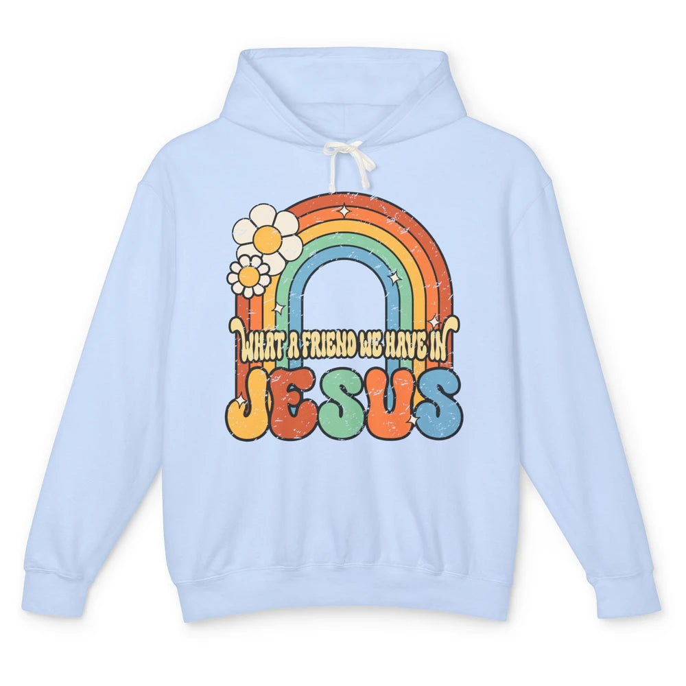 Boho Rainbow Christian What A Friend We Have In Jesus God Unisex Lightweight Hoodie