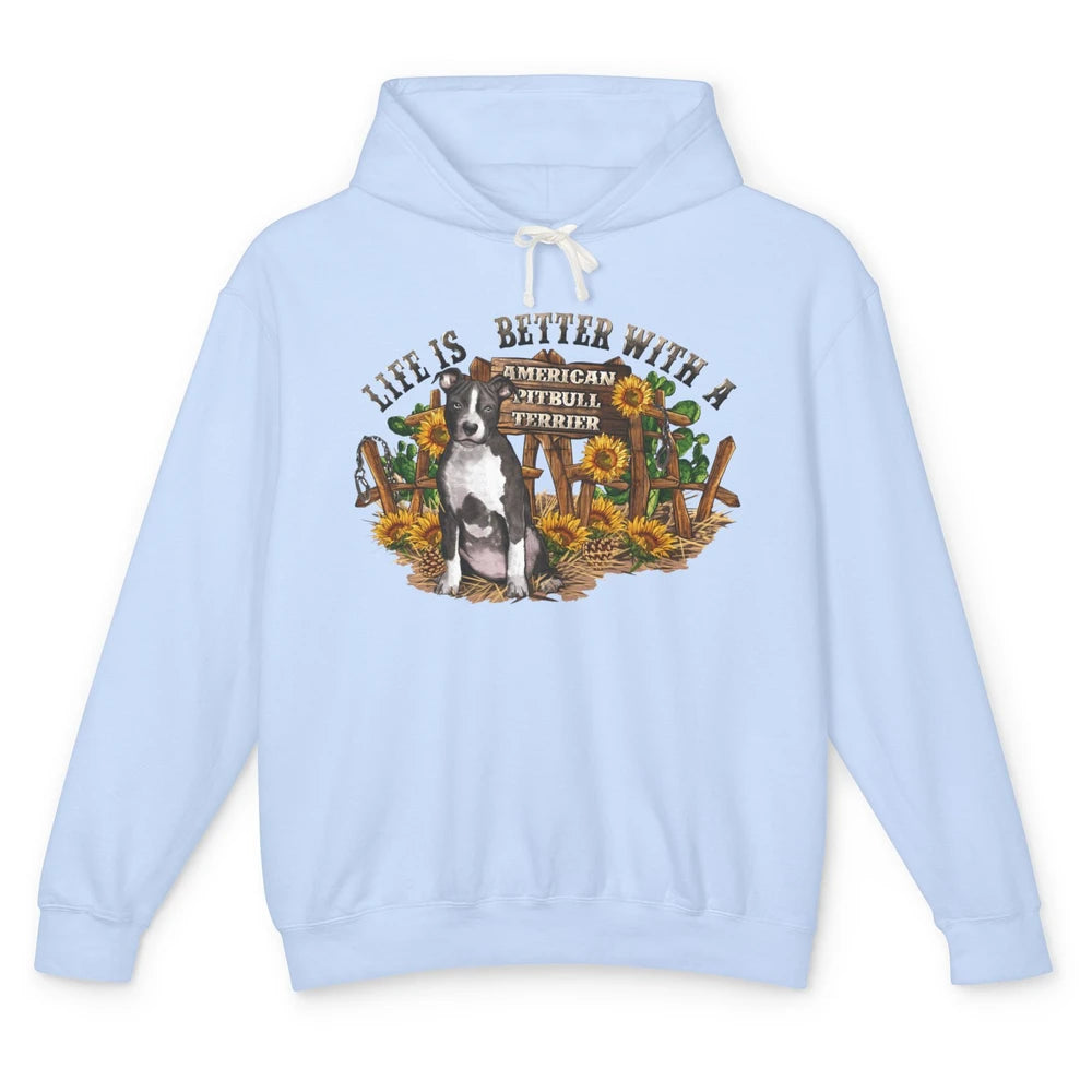 Sunflower Life Is Better With American Pitbull Terrier Mom Unisex Lightweight Hoodie