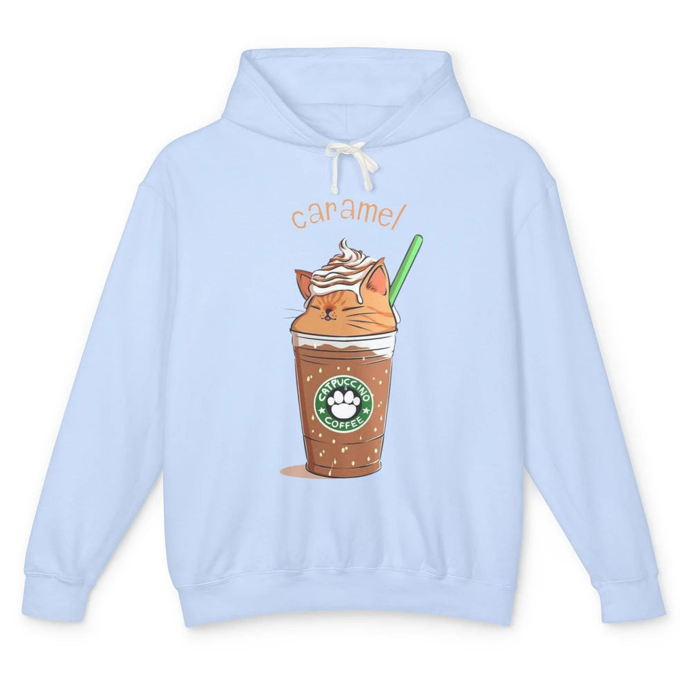 Cute Caramel Orange Cat Animals Pet Catpuccino Coffee Kitten Unisex Lightweight Hoodie