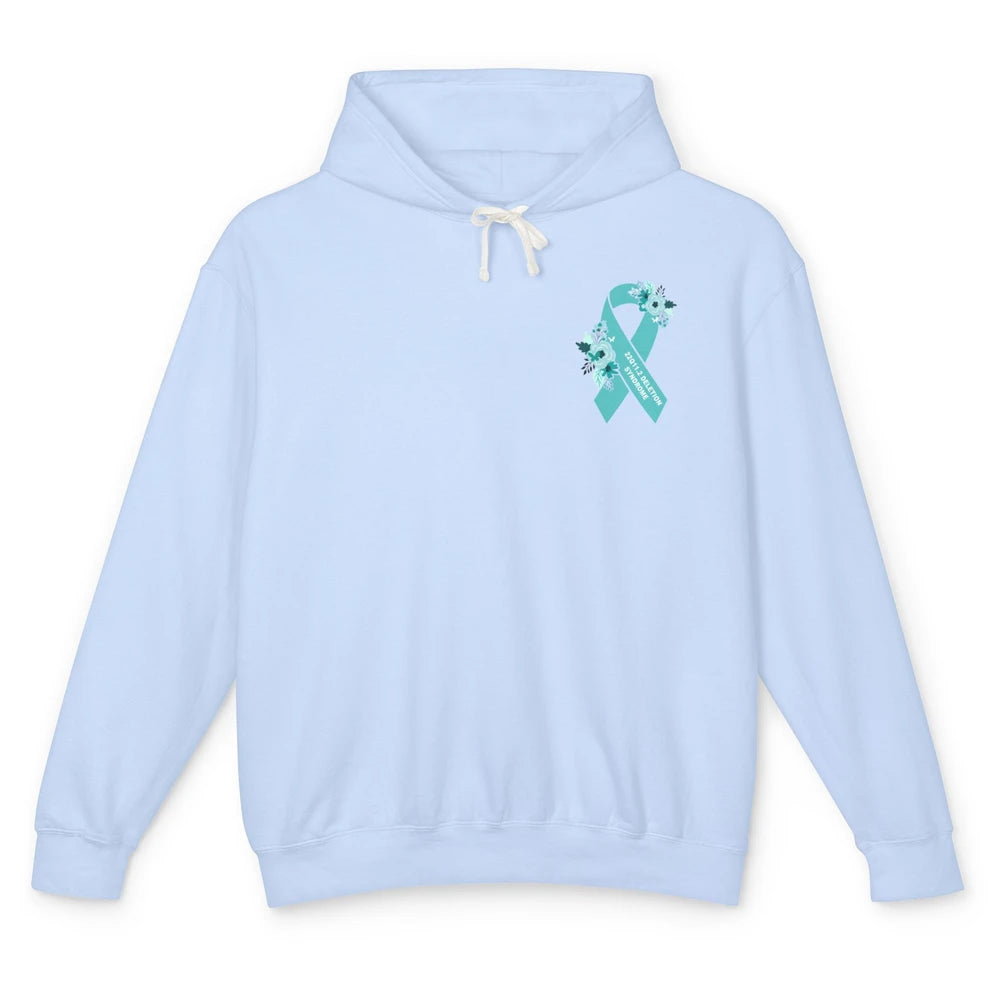 22q11.2 Deletion Syndrome Awareness Floral Teal Rainbow Unisex Lightweight Hoodie