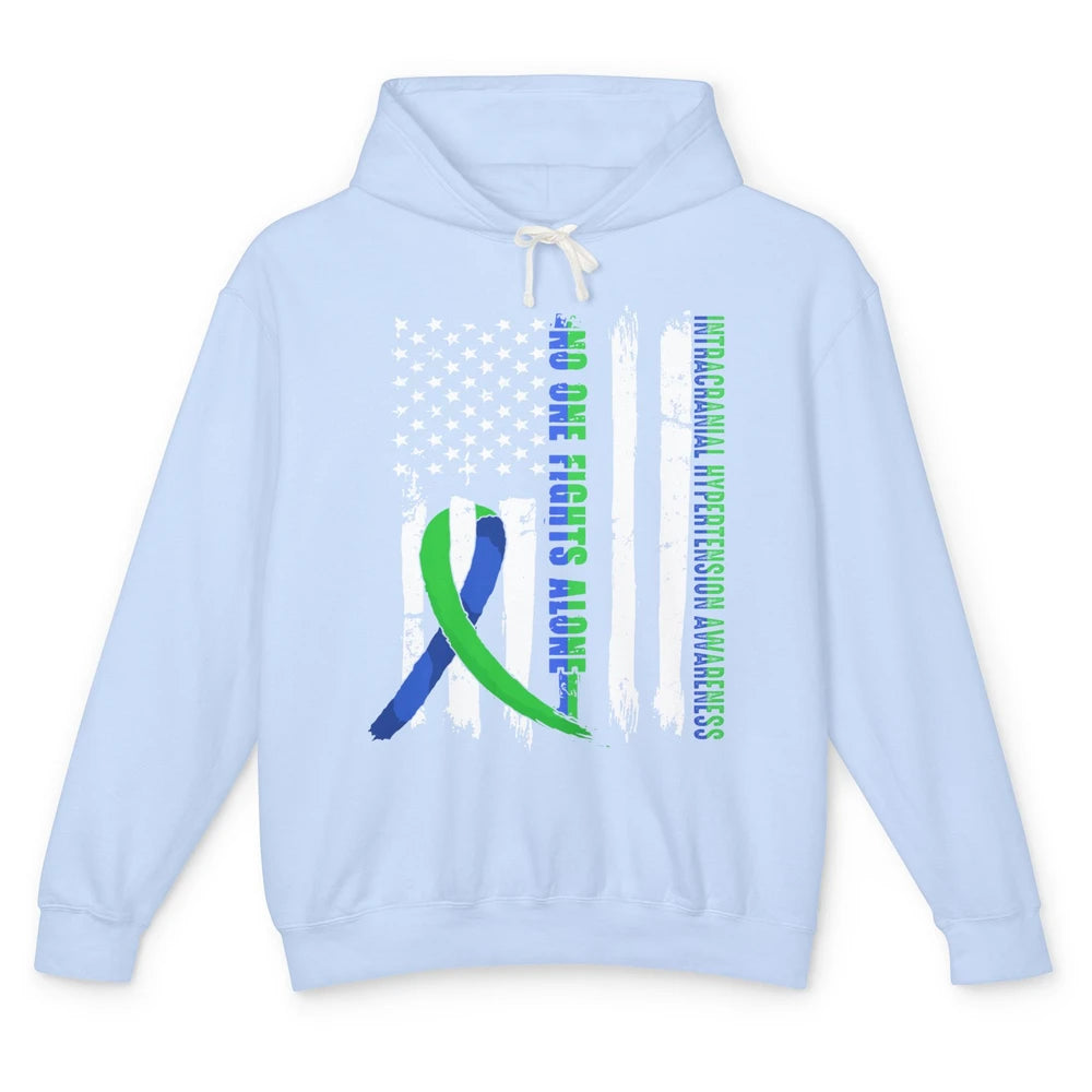 Intracranial Hypertension Ribbon No One Fight Alone US Flag Unisex Lightweight Hoodie