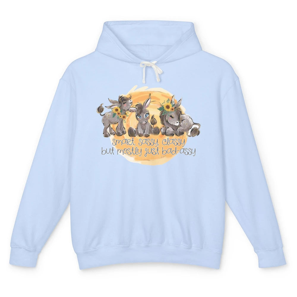 Cute Donkey Sunflower Sweet Sassy Classy Donkey Lovers Gift Unisex Lightweight Hoodie