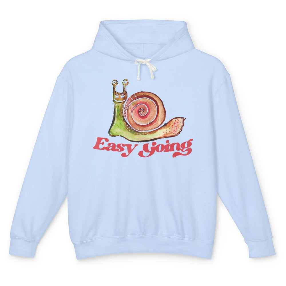 Funny Watercolor Easy Going Snails Pun Nature Animal Snail Unisex Lightweight Hoodie