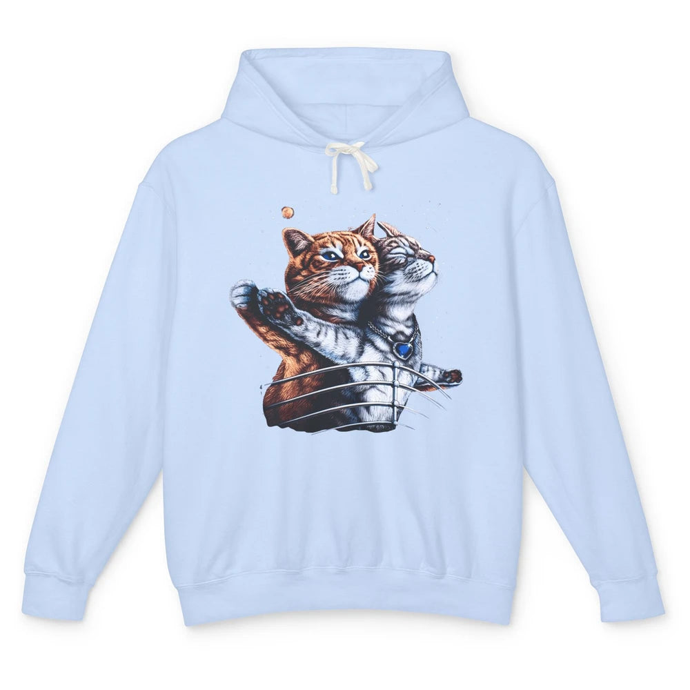 Funny Romantic Cat Couple Parody Sarcastic Cat Mom Cat Dad Unisex Lightweight Hoodie