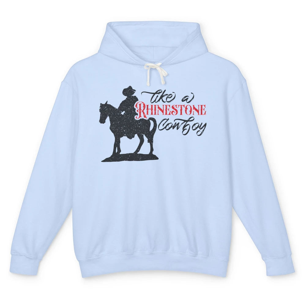 Cowboy Riding Horse Rhinestone Cowboy Western Country Gift Unisex Lightweight Hoodie