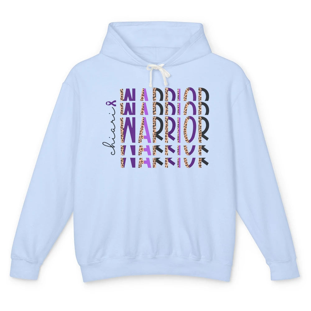 Chiari Warrior Leopard Purple Ribbon Chiari Awareness Month Unisex Lightweight Hoodie