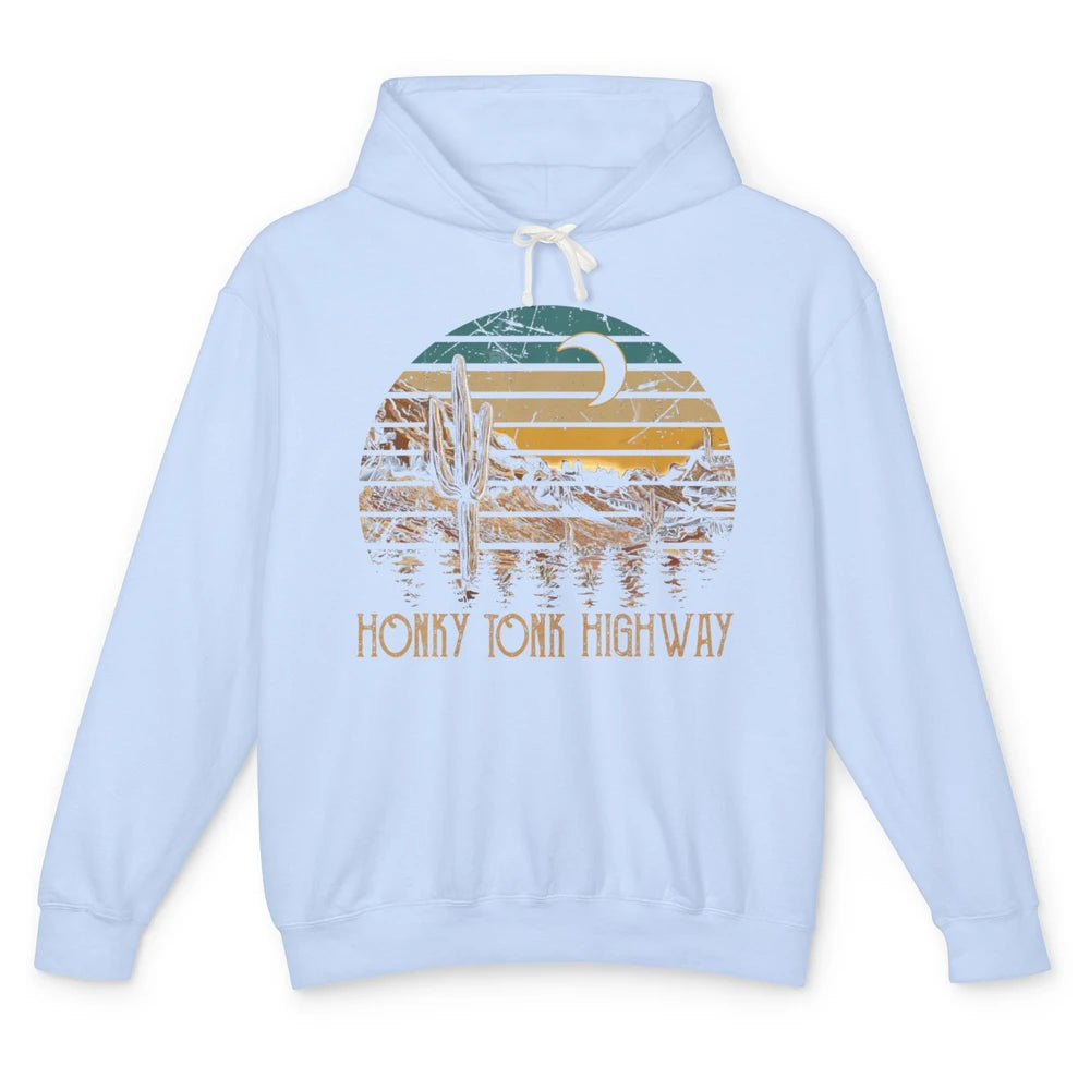 Highway Desert Cactus Desert Western Moon Music Cowboy Rodeo Unisex Lightweight Hoodie