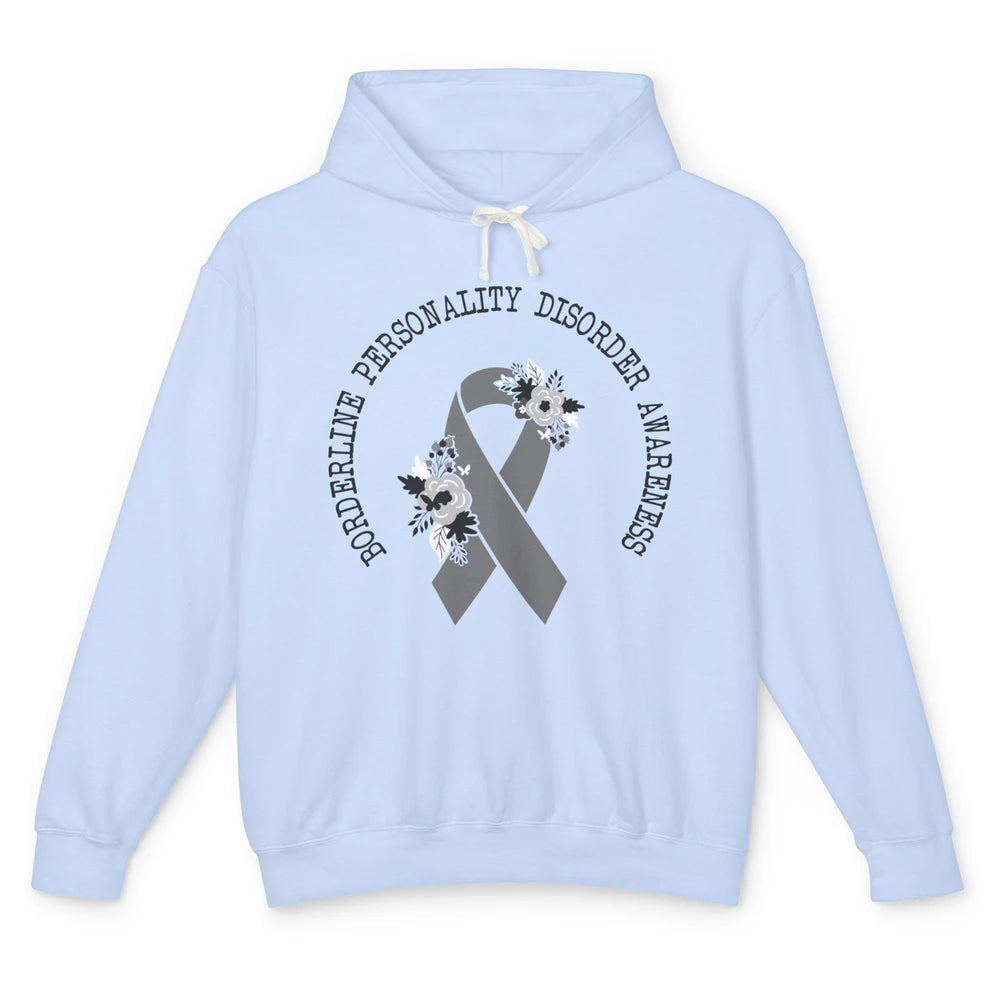 Borderline Personality Disorder Awareness BPD Gray Ribbon Unisex Lightweight Hoodie