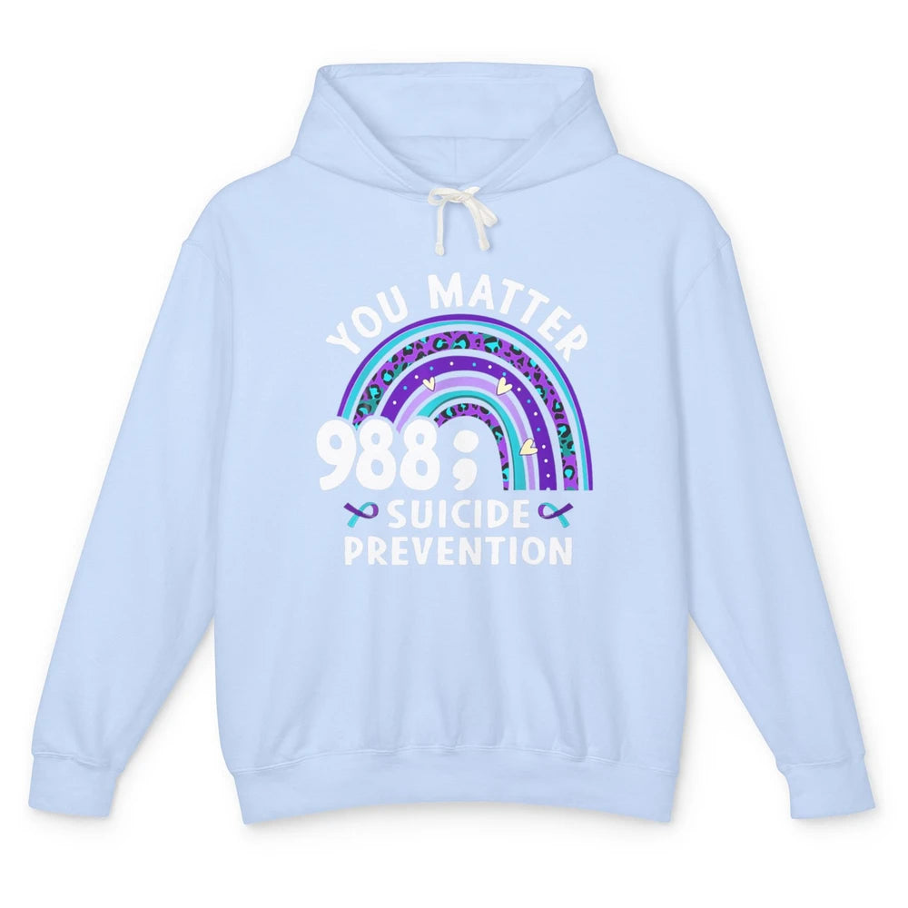 Suicide Prevention Month Hotline Semicolon Rainbow Warrior Unisex Lightweight Hoodie