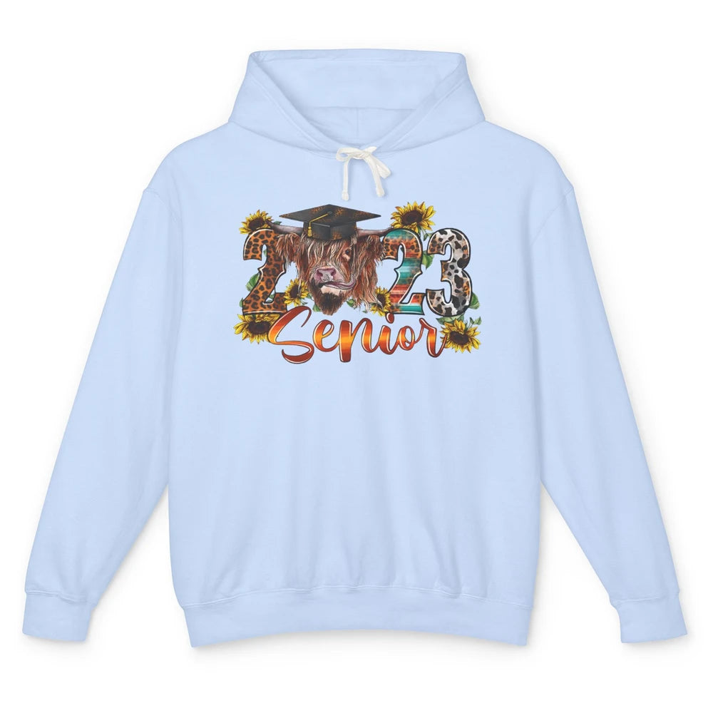 Senior 2023 Highland Cow Western Graduation Gift Class 2023 Unisex Lightweight Hoodie