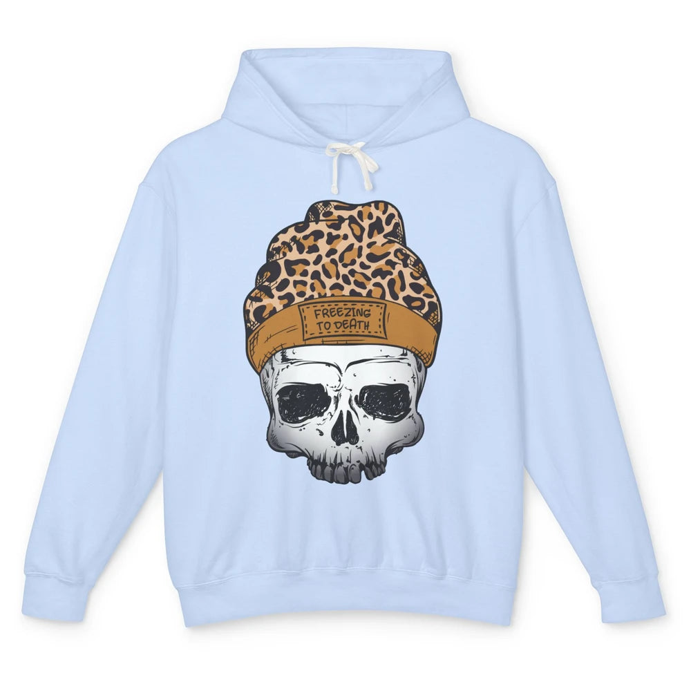 Leopard Skull Freezing To Death Snowflakes Christmas Winter Unisex Lightweight Hoodie