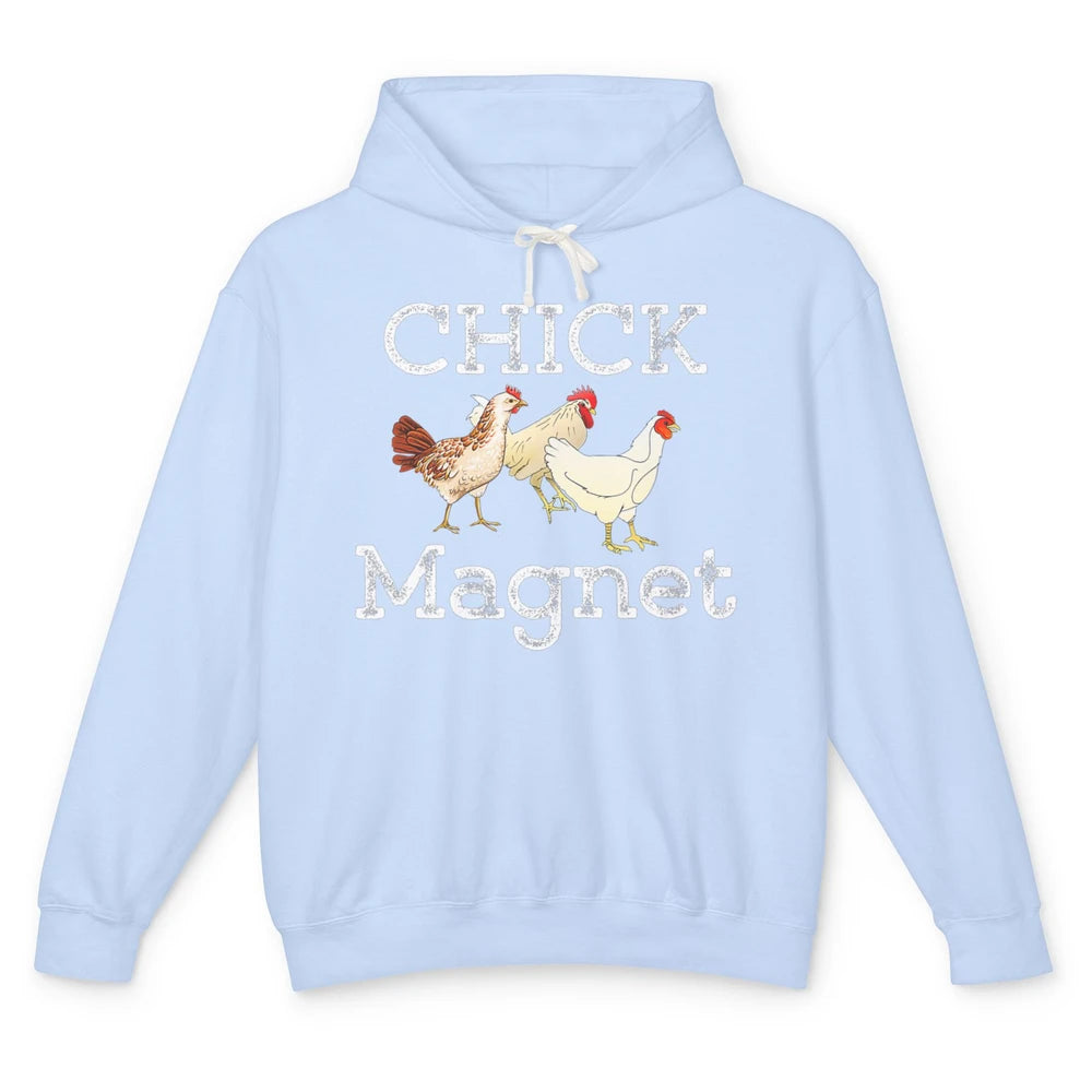 Funny Chicken Magnet Retro Farm Farmer Rooster Farming Chick Unisex Lightweight Hoodie