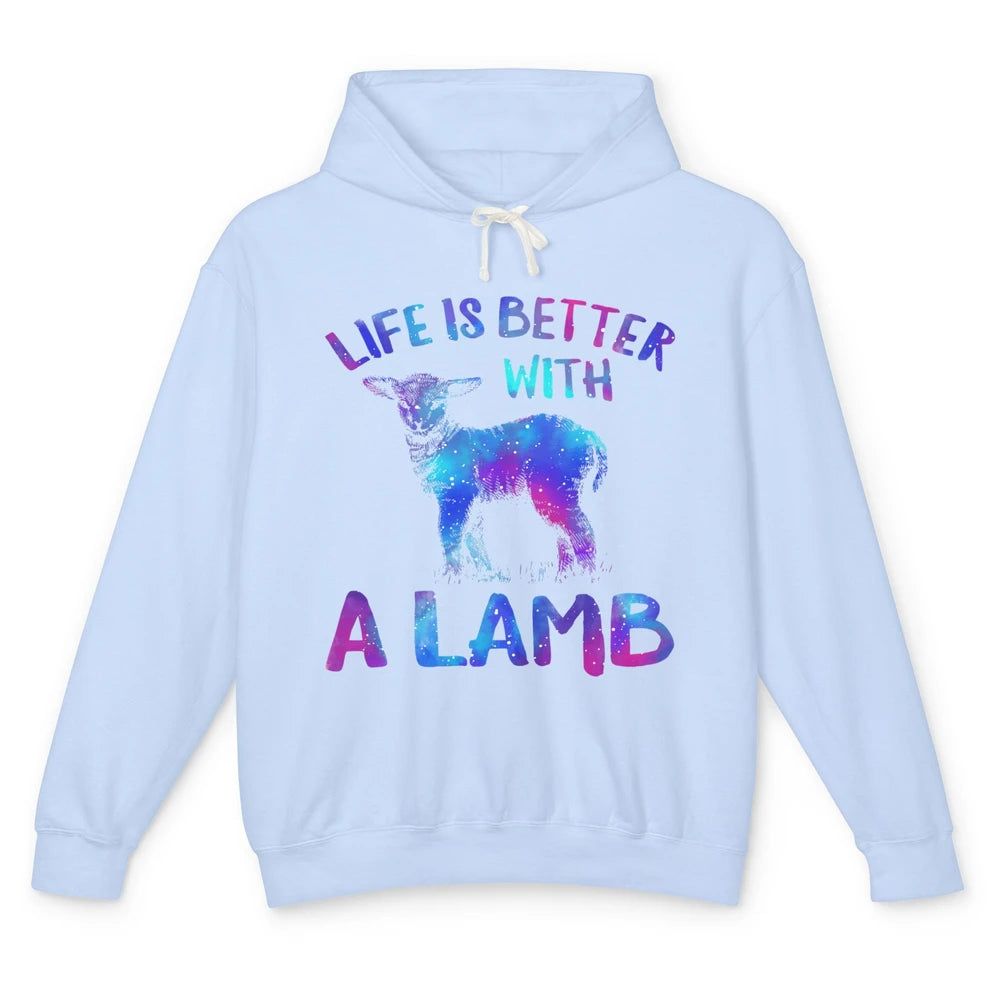 Life Better With Lamb Baby Sheep Shepherd Farm Animal Farmer Unisex Lightweight Hoodie