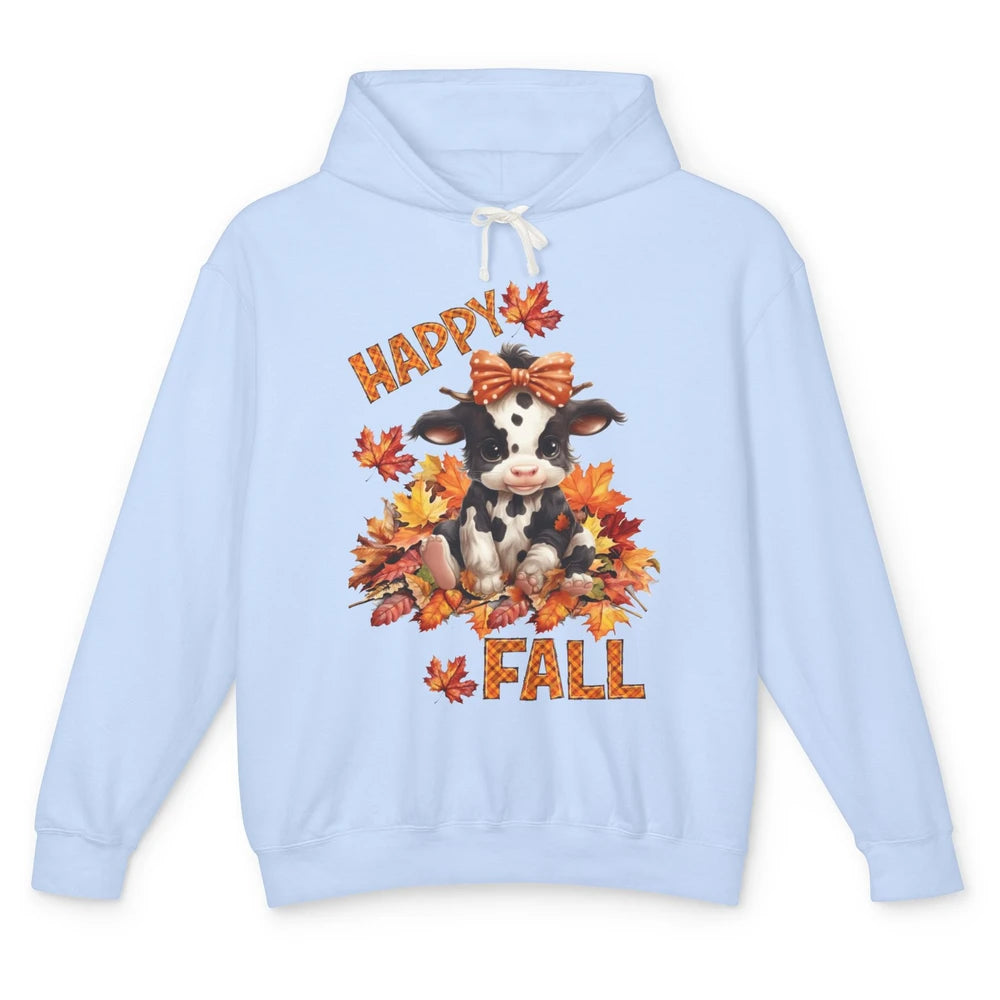 Cute Baby Cow Bandana Hay Fall Pumpkin Thanksgiving Autumn Unisex Lightweight Hoodie