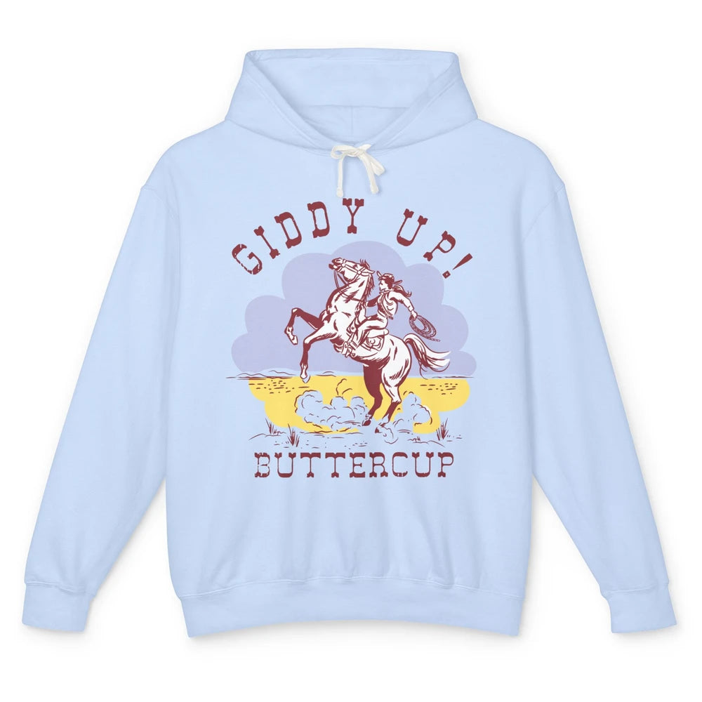 Retro Cowgirl Hold Your Horse Giddy Up Western Cowboy Gift Unisex Lightweight Hoodie