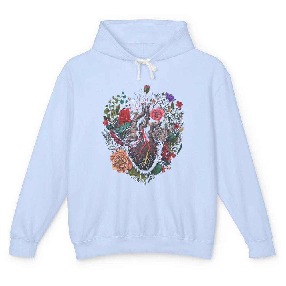 Anatomical Heart Show Your Love Anatomy Cardiologist Floral Unisex Lightweight Hoodie