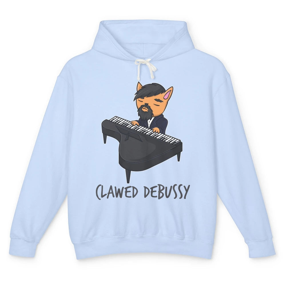 Clawed Debussy Orange Cat Piano Classical Music Composer Pun Unisex Lightweight Hoodie