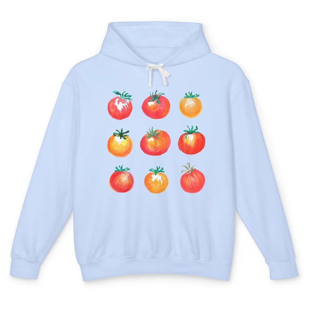 Funny Tomato Pun Hand Draw Tomatoes Watercolor Summer Foodie Unisex Lightweight Hoodie