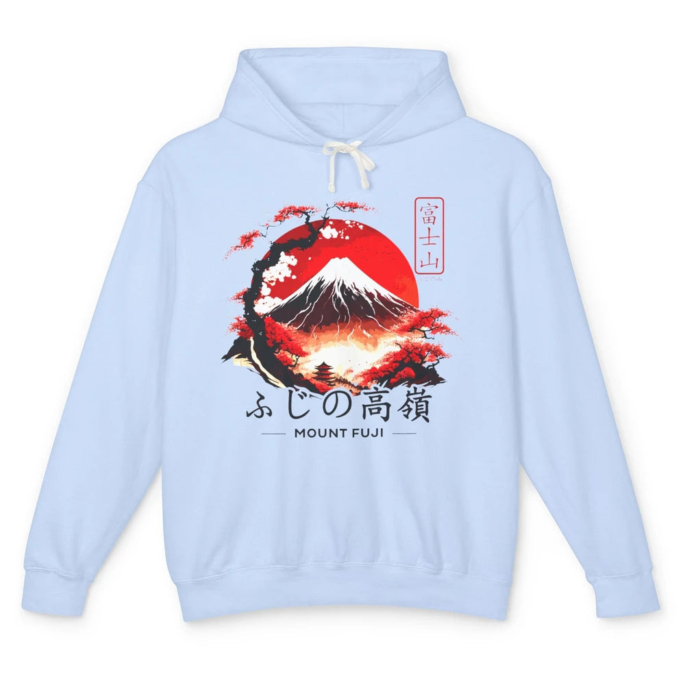 Vintage Sunset Mount Fuji The Highest Mountain In Japan Unisex Lightweight Hoodie