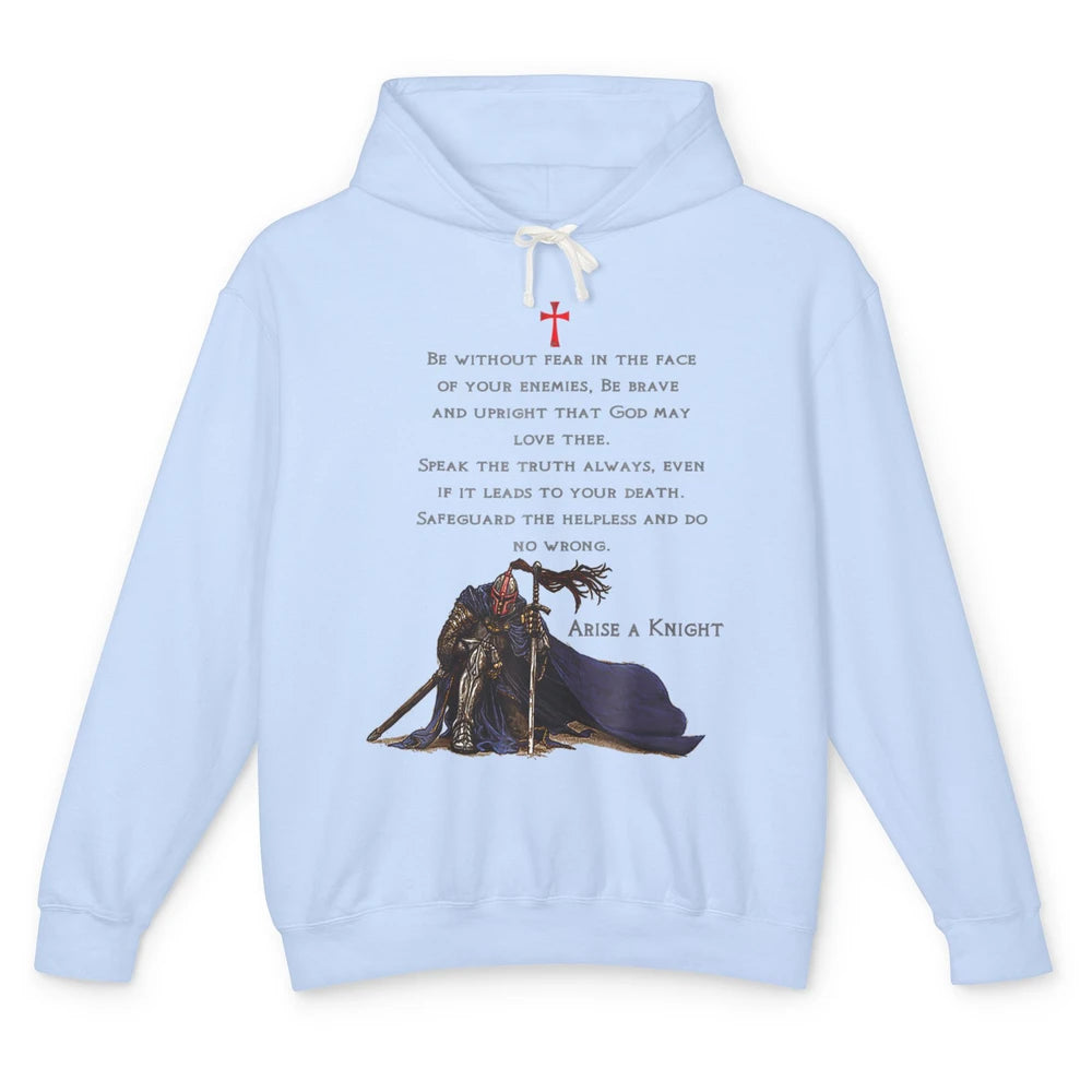 Knight Templar Without Fear In Face Kneel Before God Christ Unisex Lightweight Hoodie