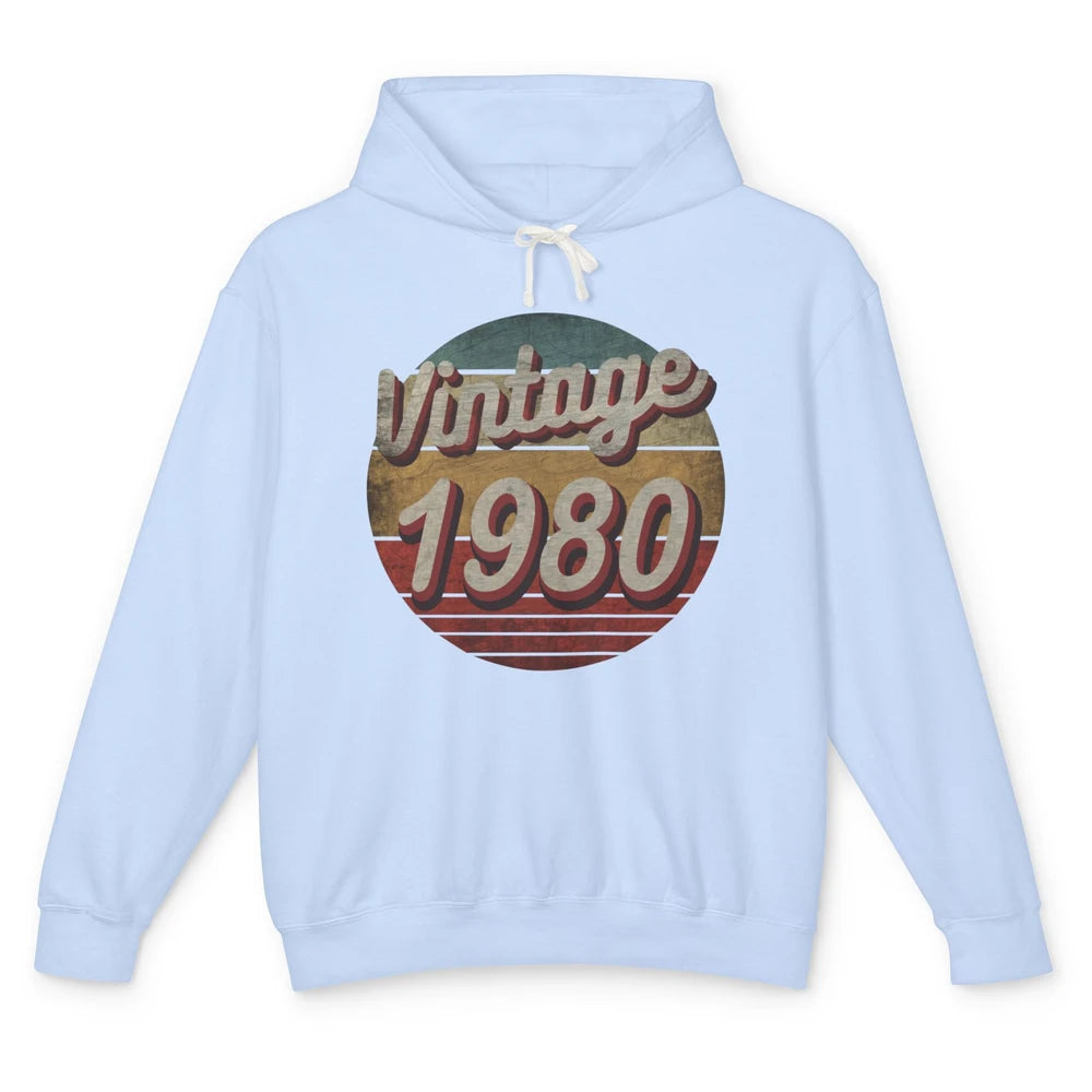 Retro Vintage 1980 Men Women Birthday Gift Born In 1980s Unisex Lightweight Hoodie