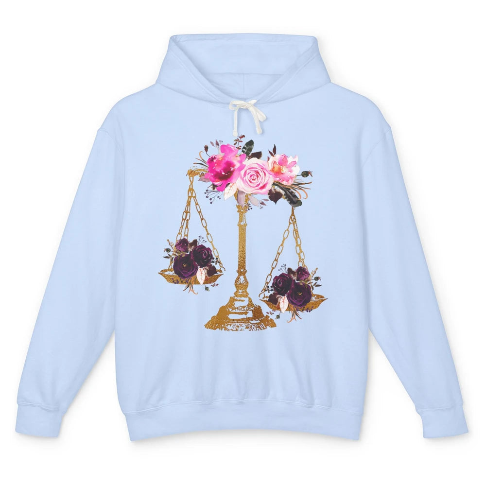 Wildflowers Lawyer Office Scales Roses Justice Law School Unisex Lightweight Hoodie