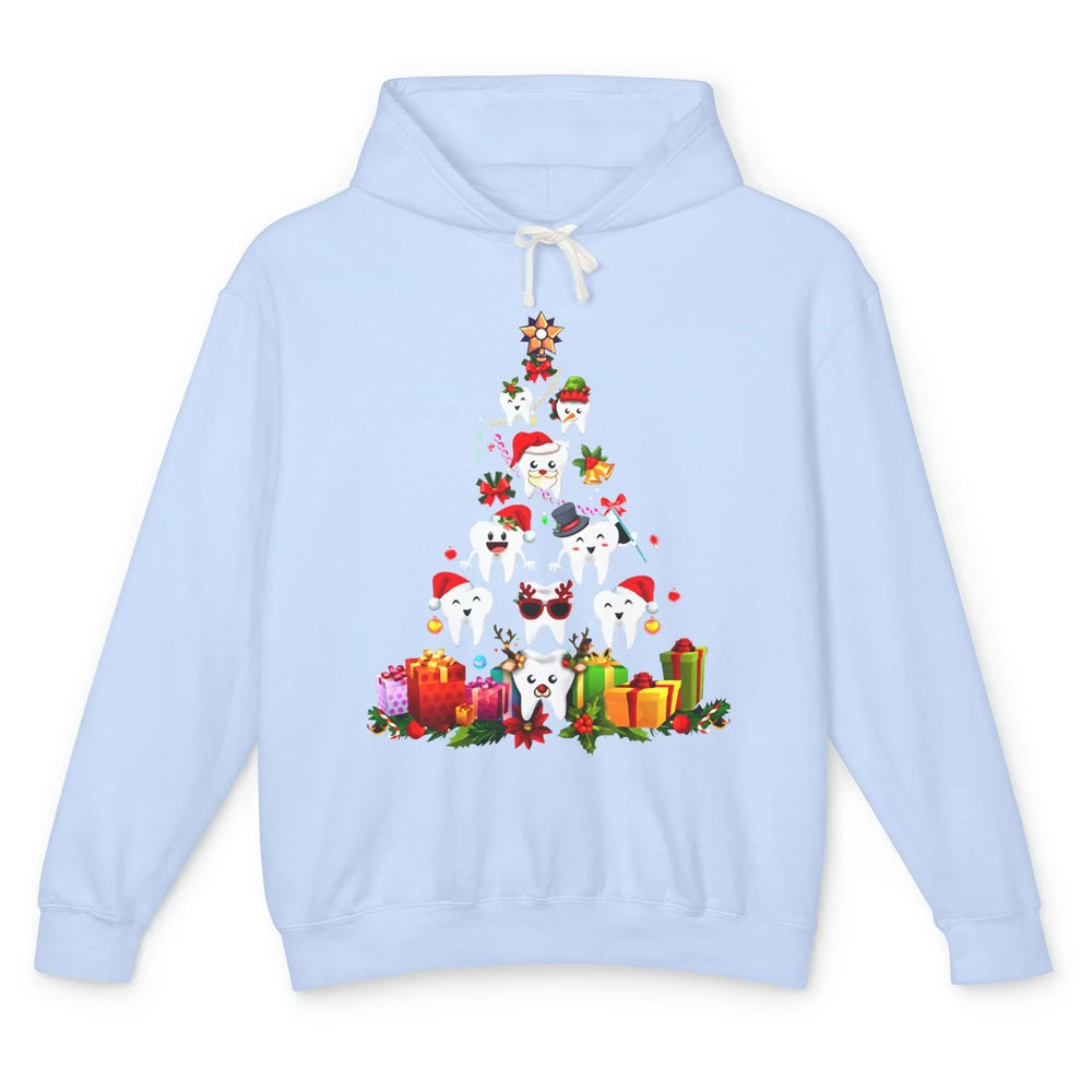 Funny Dentist Cute Teeth Christmas Tree Dental Christmas Unisex Lightweight Hoodie