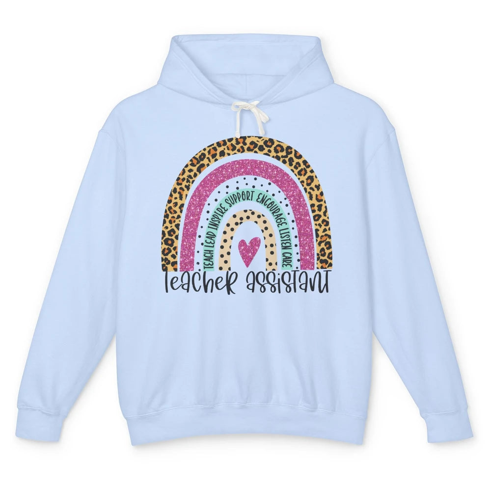 Teacher Assistant Leopard Rainbow Teacher Appreciation Gift Unisex Lightweight Hoodie