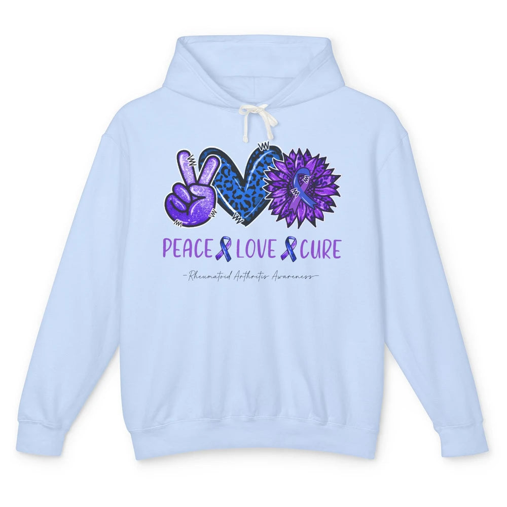 Rheumatoid Arthritis Ribbon Peace Love Cure Sunflower Unisex Lightweight Hoodie