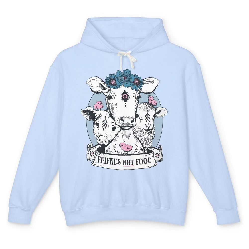 Friends Not Food Vegetarian Vegan Goat Animal Liberation Unisex Lightweight Hoodie