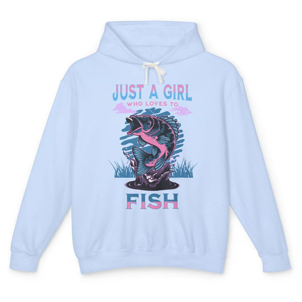 Fisherwoman Just A Girl Who Loves Fishing Reel Girls Fish Unisex Lightweight Hoodie