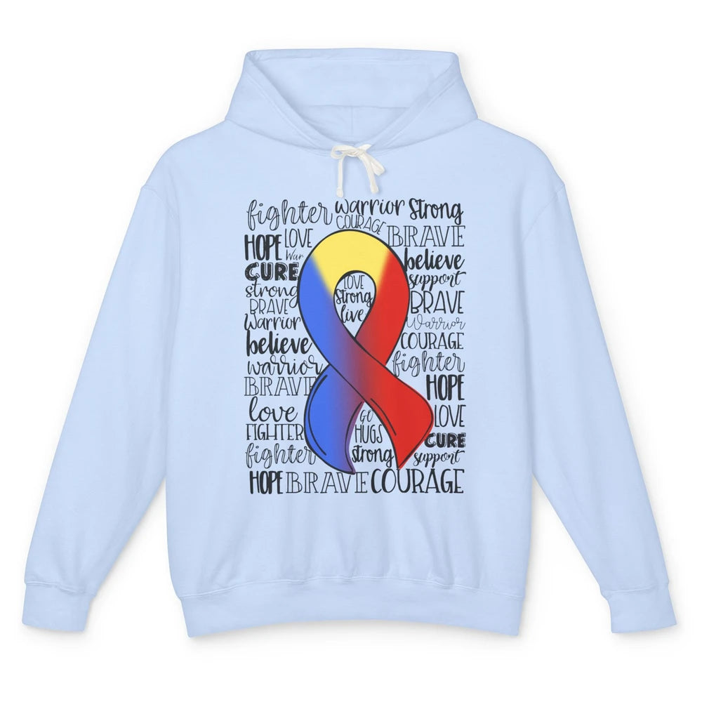 Thoracic Outlet Syndrome Awareness Blue Red Ribbon Hope Love Unisex Lightweight Hoodie