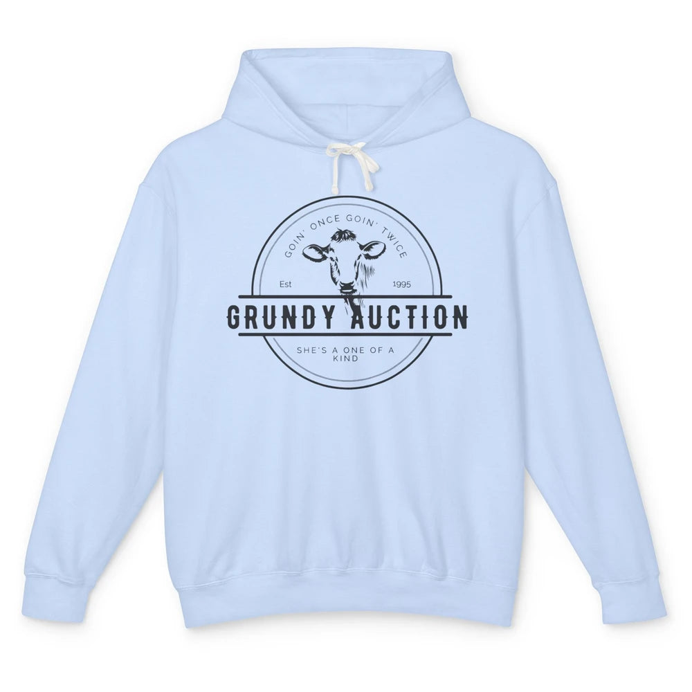 Retro Cow Cattle Grundy County Auction Western Country Farm Unisex Lightweight Hoodie