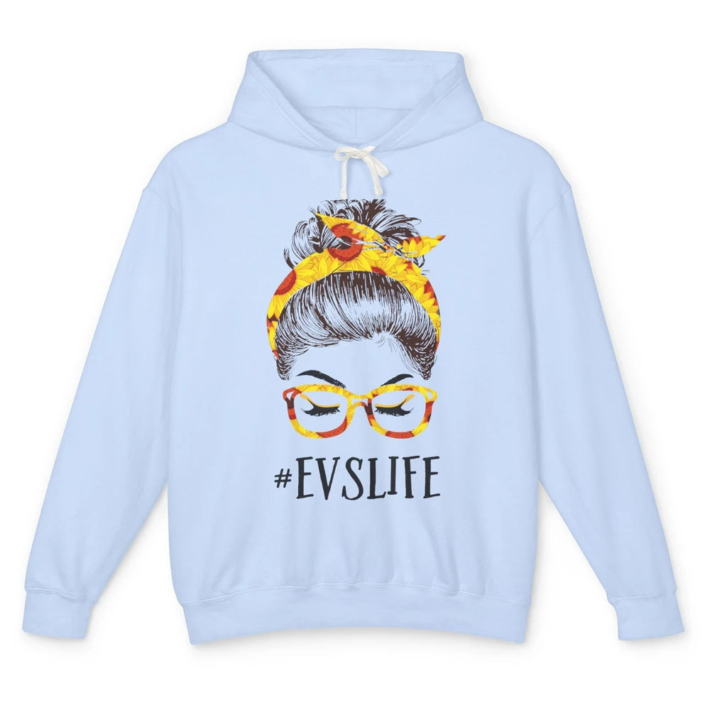 EVS Life Messy Bun Hair Sunflower Headband Appreciation Gift Unisex Lightweight Hoodie