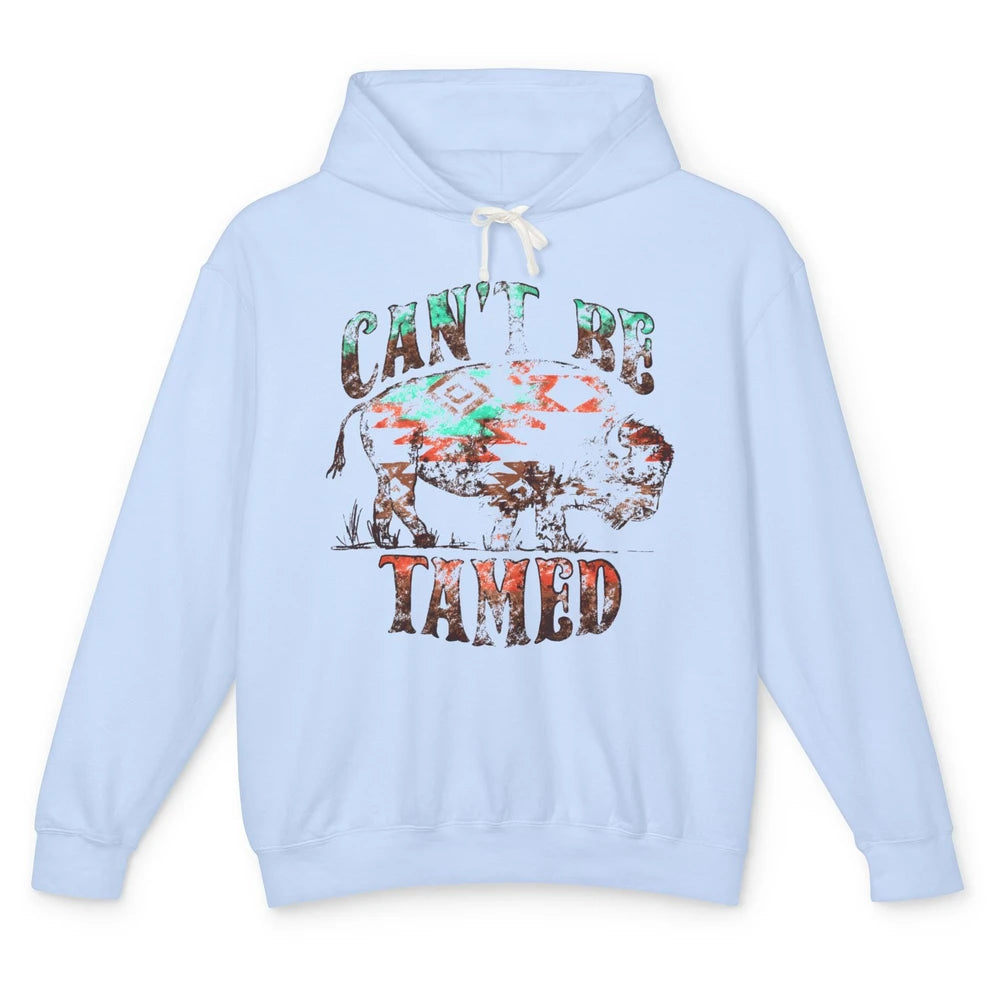 Retro Buffalo Aztec Can't Be Tamed Western Country Highland Unisex Lightweight Hoodie