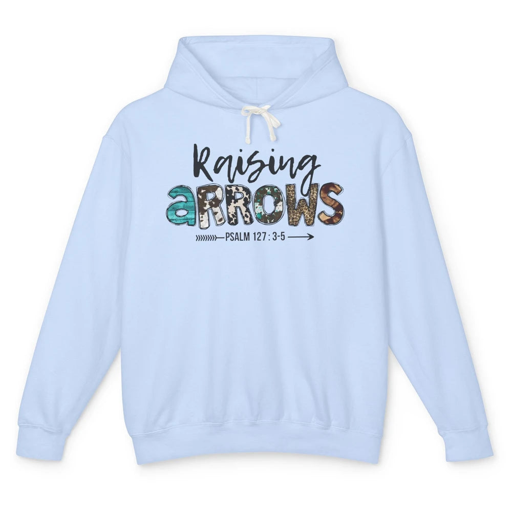 Leopard Turquoise Raising Arrow Bible Verse Christian Faith Unisex Lightweight Hoodie