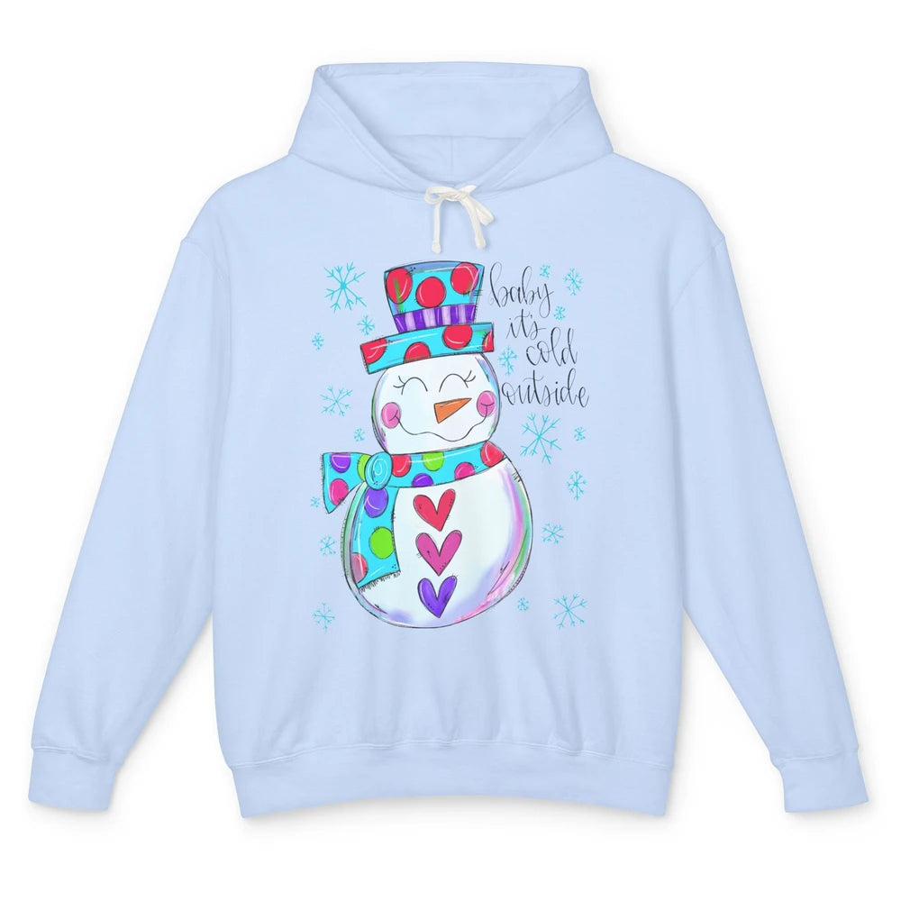 Winter Snowman Baby It's Cold Outside Christmas Hand Drawn Unisex Lightweight Hoodie