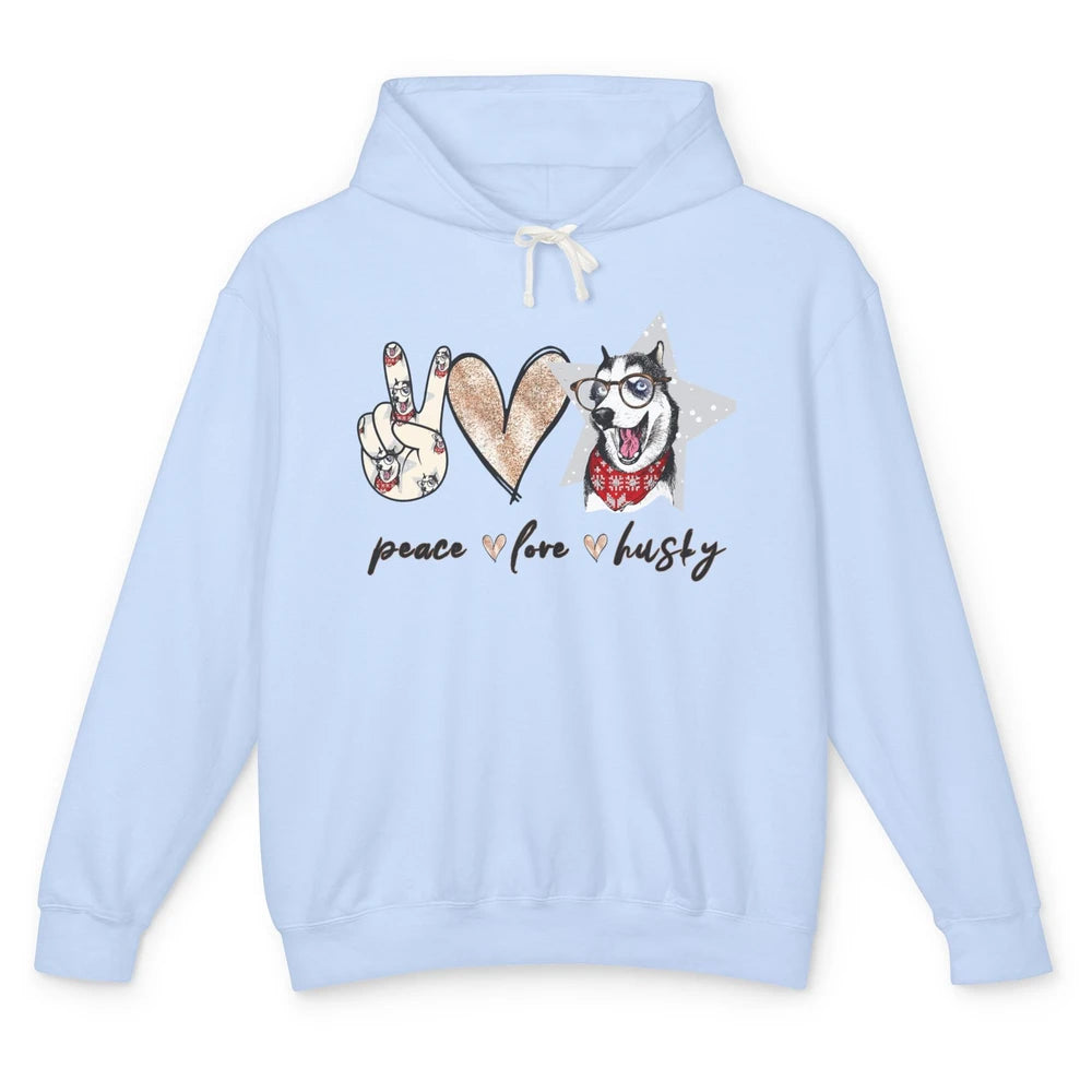 Peace Love Husky Funny Siberian Husky Mom Dog Lovers Gift Unisex Lightweight Hoodie