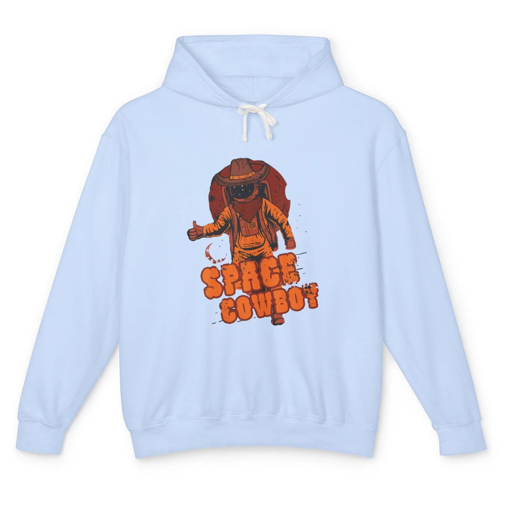 Retro Space Cowboy Cowgirl Rodeo Horse Astronaut Western Unisex Lightweight Hoodie