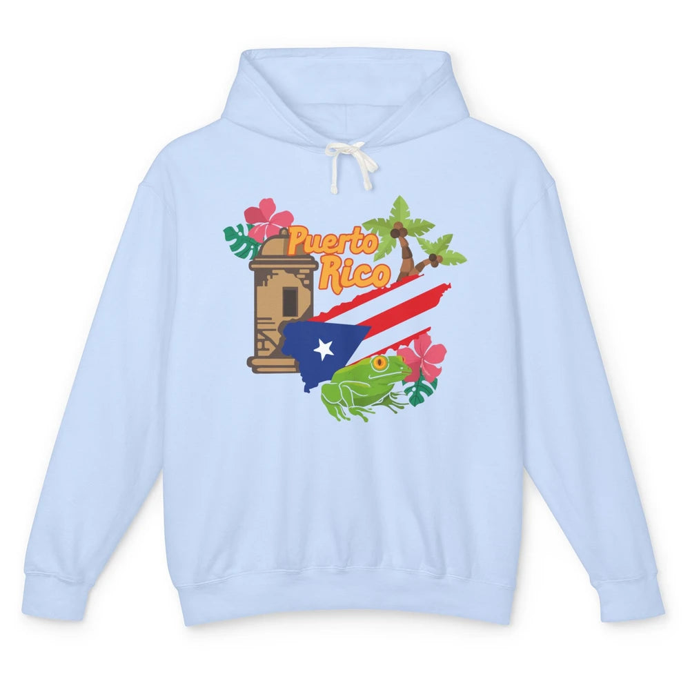 Leopard Flower Puerto Rico Flag Frog Summer Puerto Rican Unisex Lightweight Hoodie