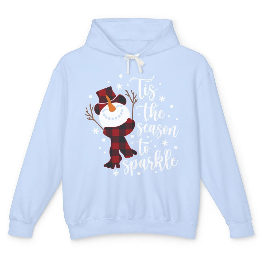 Funny Snowman Tis The Season To Sparkle Merry Christmas Unisex Lightweight Hoodie