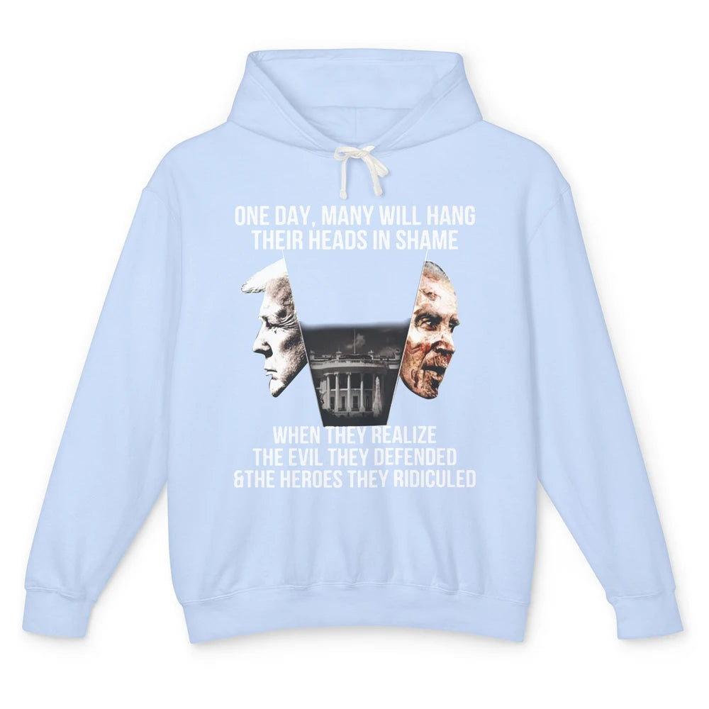 Trump Biden One Day Many Hang Their Head In Shame US Politic Unisex Lightweight Hoodie