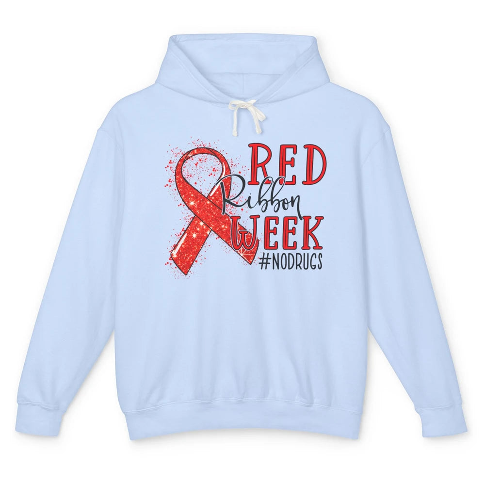 October Red Ribbon Week Awareness No Drugs Drug Free Unisex Lightweight Hoodie