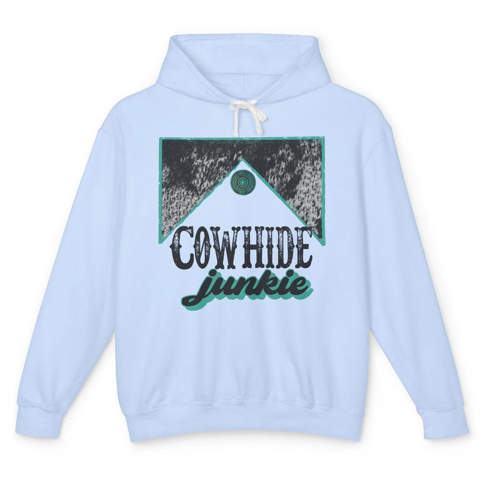 Retro Cowhide Junkie Western Country Cowboy Cowgirl Gift Unisex Lightweight Hoodie