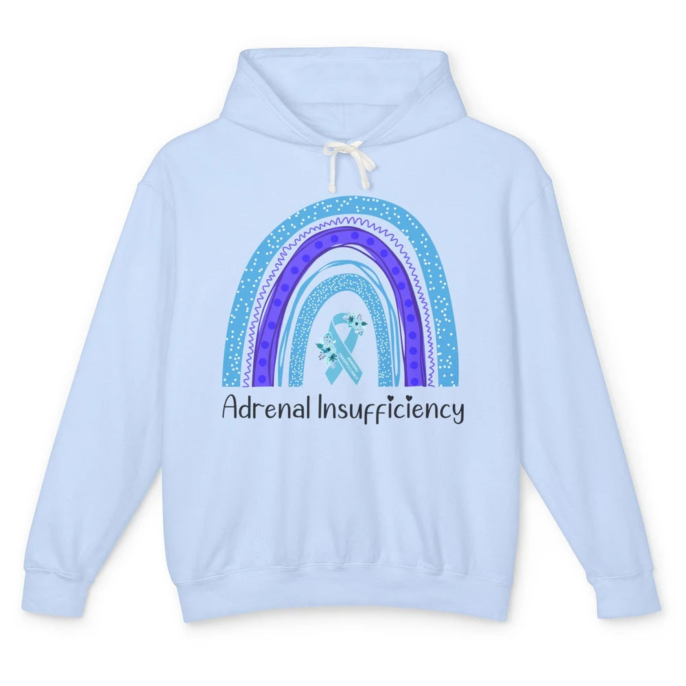 Adrenal Insufficiency Awareness Floral Light Blue Ribbon Unisex Lightweight Hoodie