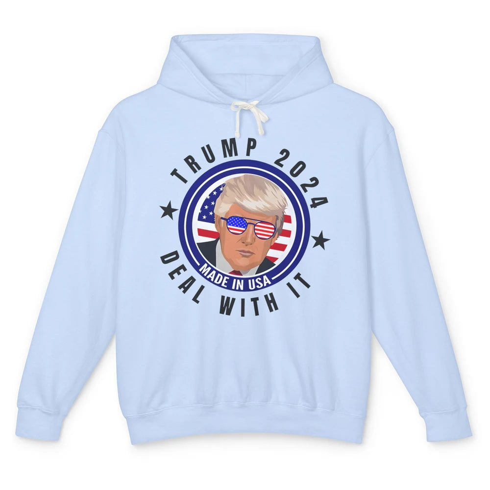 Vote Trump 2024 Deal With It Funny Republican Pro America Unisex Lightweight Hoodie