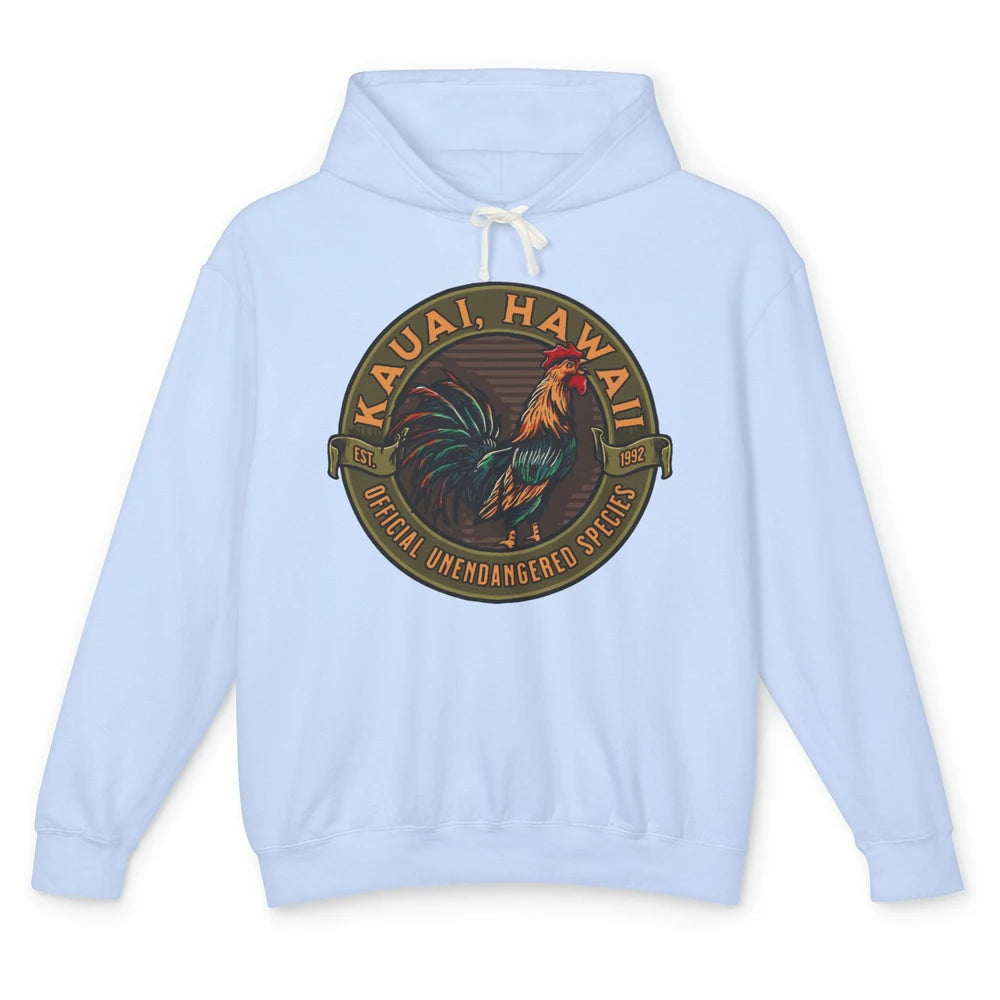 Funny Chicken Rooster Kauai Hawaii Unendangered Species Unisex Lightweight Hoodie