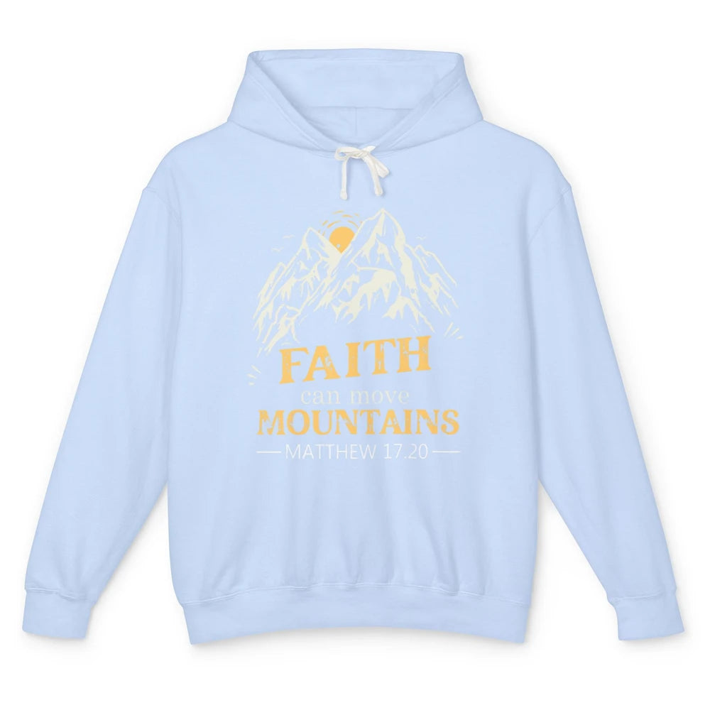 Faith Move Mountains Retro Jesus Christian Cross Bible Verse Unisex Lightweight Hoodie