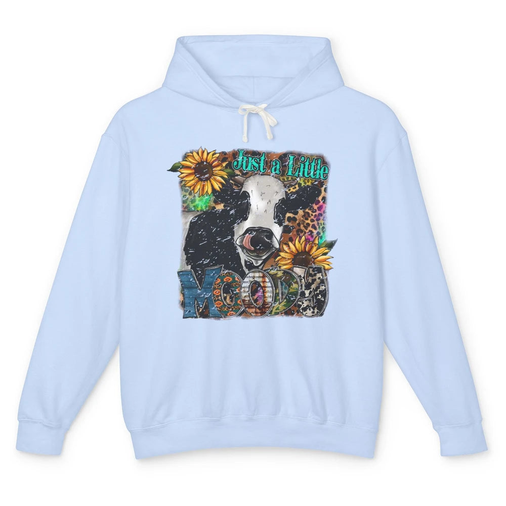 Sunflower Cow Just A Little Moody Leopard Western Country Unisex Lightweight Hoodie